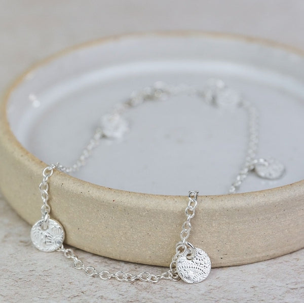 Sterling Silver Charm Anklet Circle