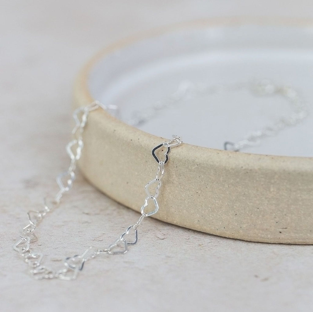 Sterling Silver Mini Heart Chain Anklet