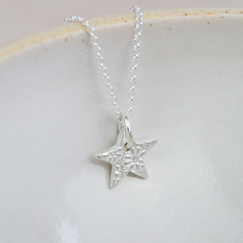 Sterling Silver Textured Small Star Pendant