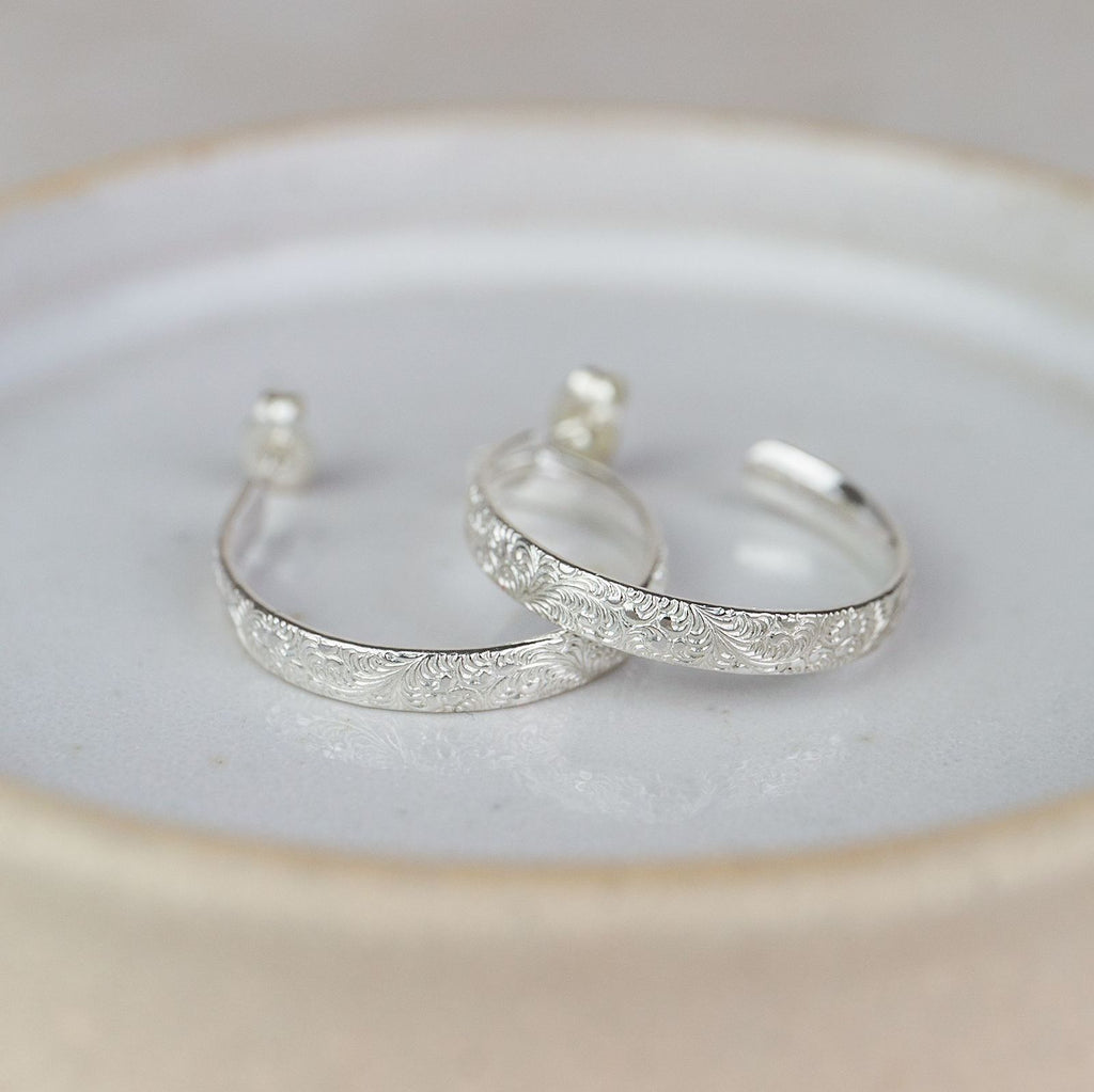 Sterling Silver Lace Hoops - Large