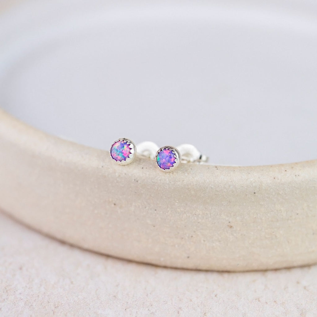 Sterling Silver Mini Studs With Semi Precious Stones