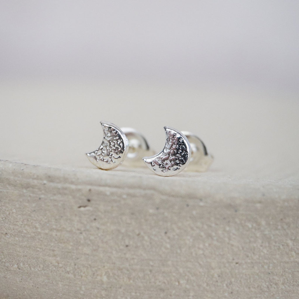 Sterling Silver Mini Moon Studs