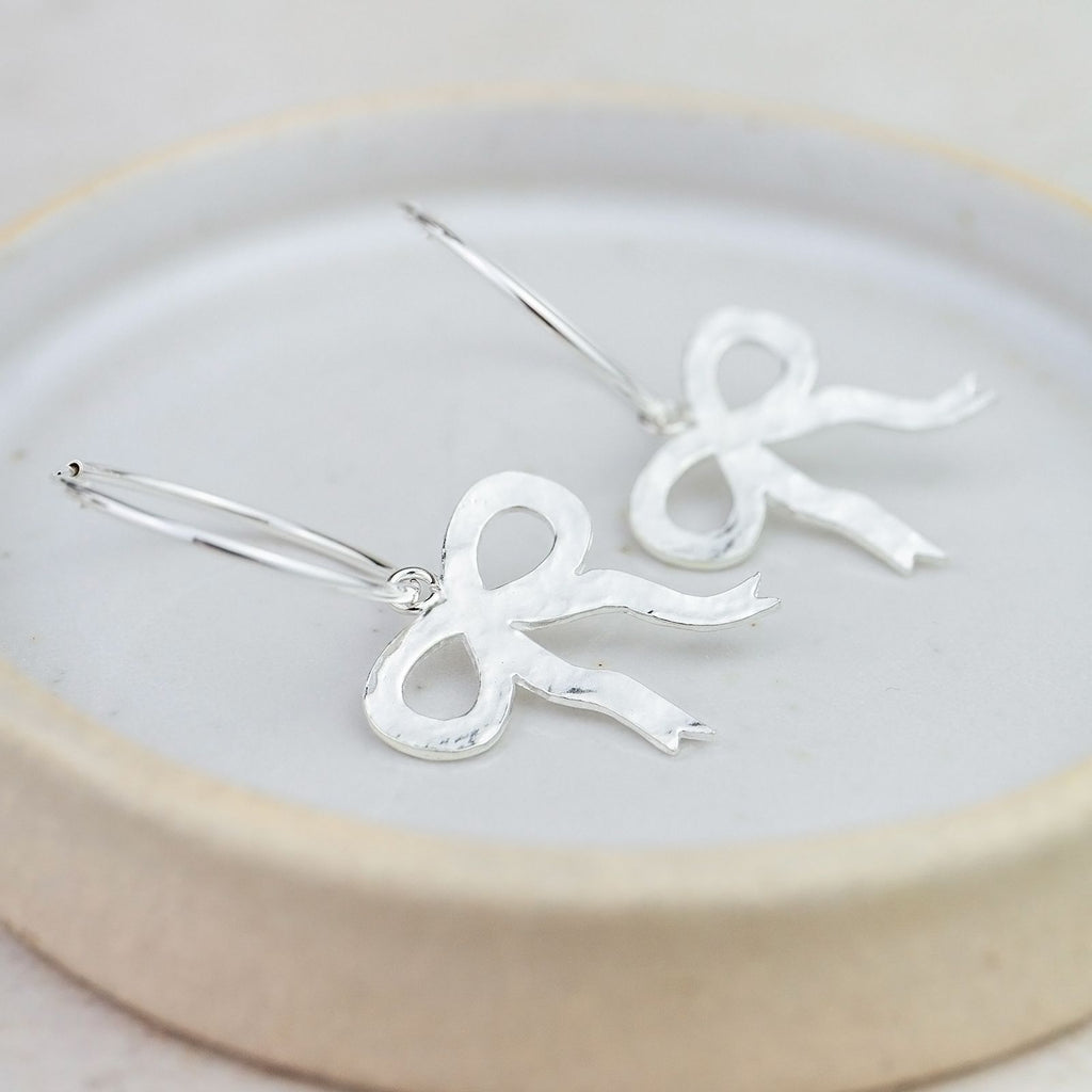 Sterling Silver Bow Hoops