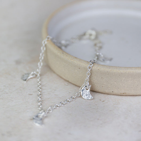 Sterling Silver Moon Charm Bracelet