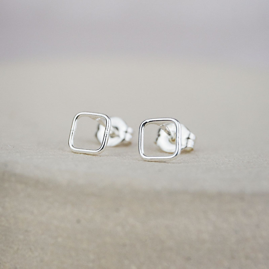 Sterling Silver Mini Geo Square Studs