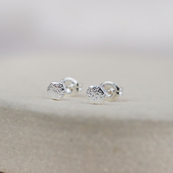 Sterling Silver Mini Hexagon Studs