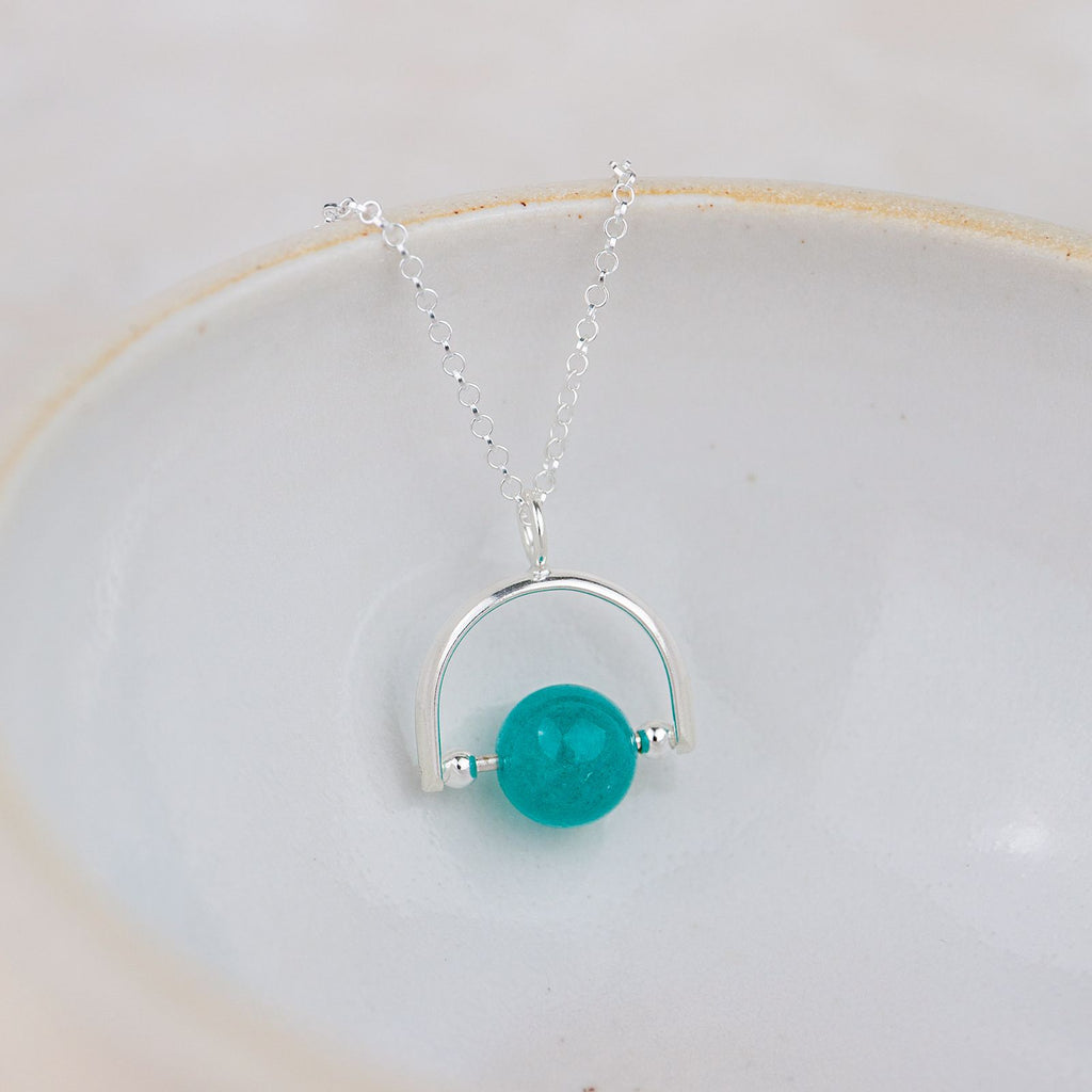 Sterling Silver Semi Precious Bead Spinner Pendant
