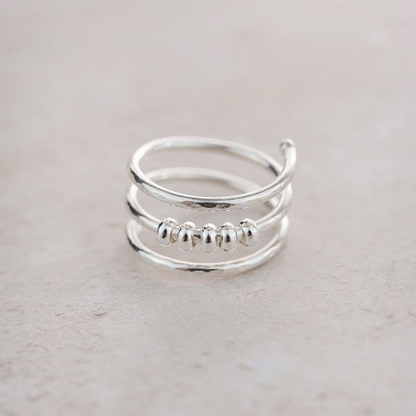 Sterling Silver Beaded Fidget Ring