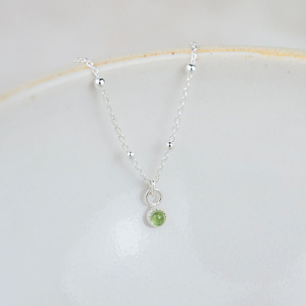 Sterling Silver Birthstone Satellite Chain Necklace