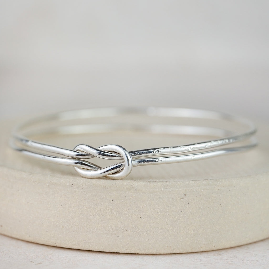 Sterling Silver Double Love Knot Bangle