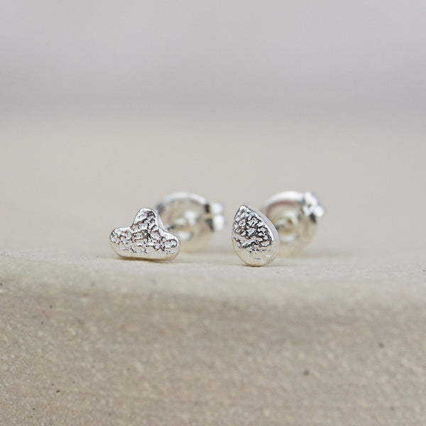 Sterling Silver Mis-Match Mini Cloud and Raindrop Studs