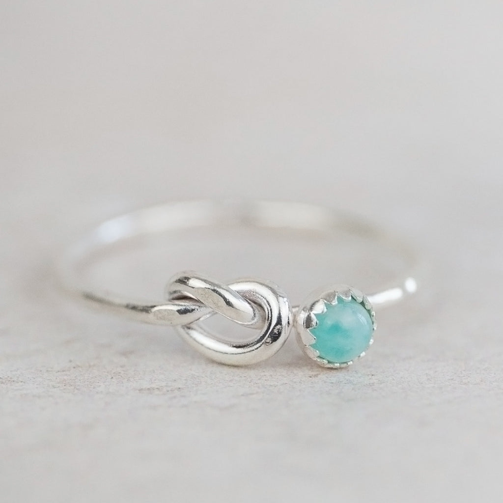 Sterling Silver Love Knot Gemstone Rings