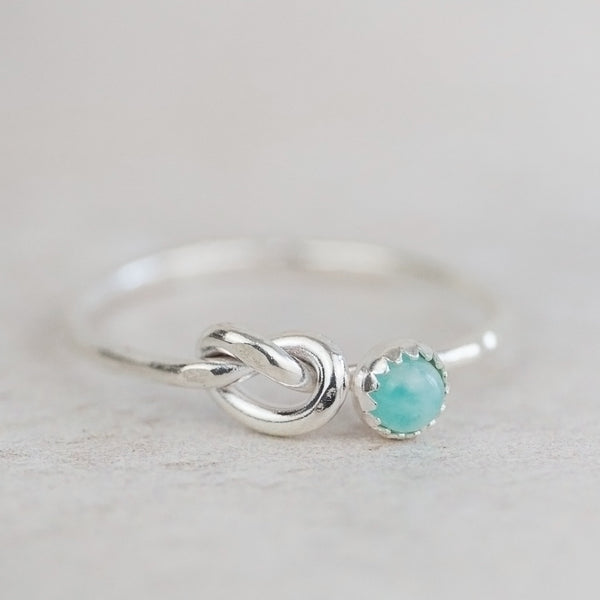 Sterling Silver Love Knot Gemstone Rings