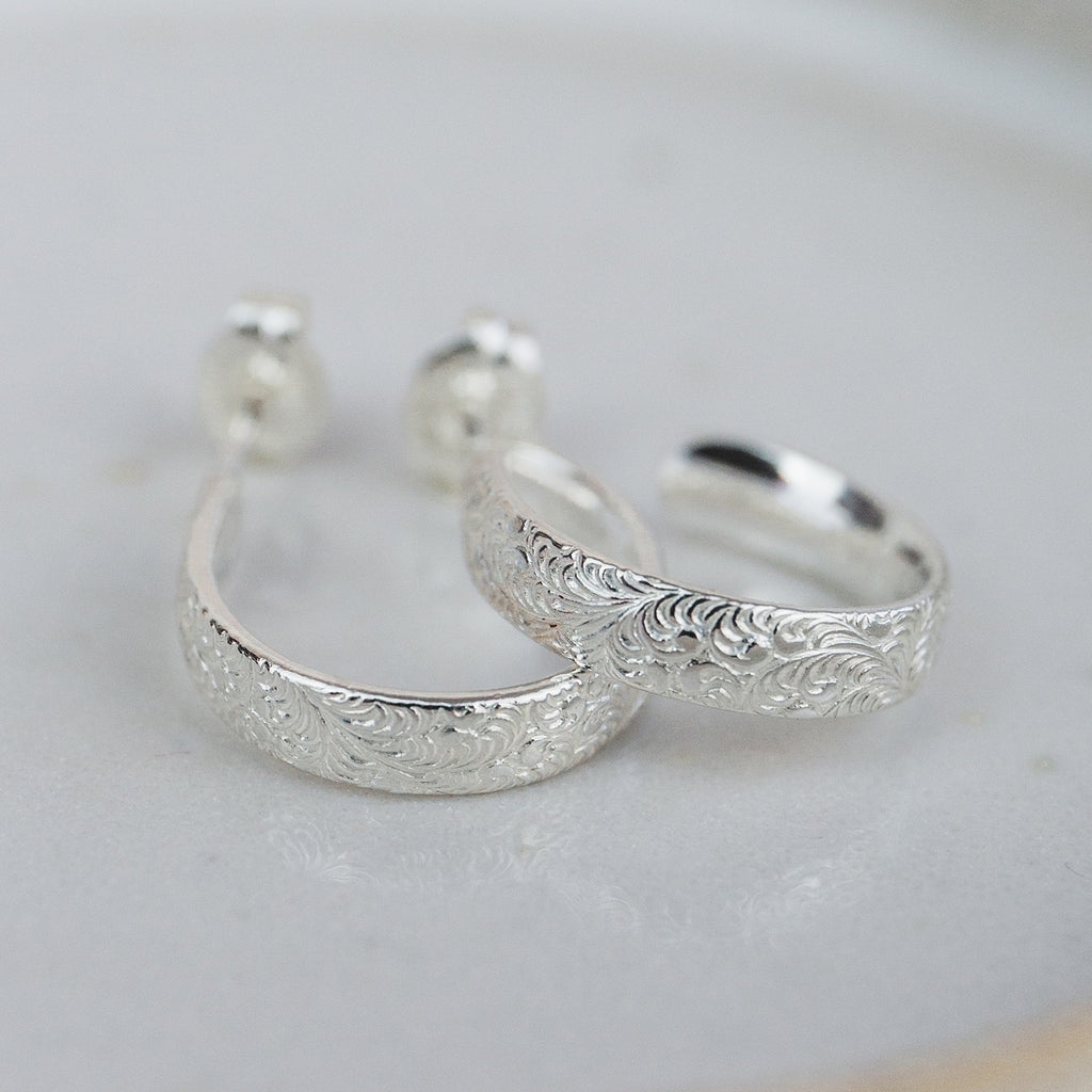 Sterling Silver Lace Hoops - Mini