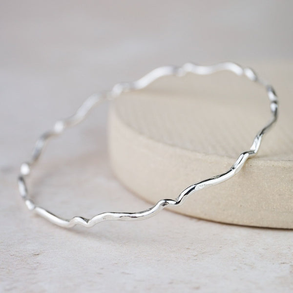 Sterling Silver Geo Scroll Bangle