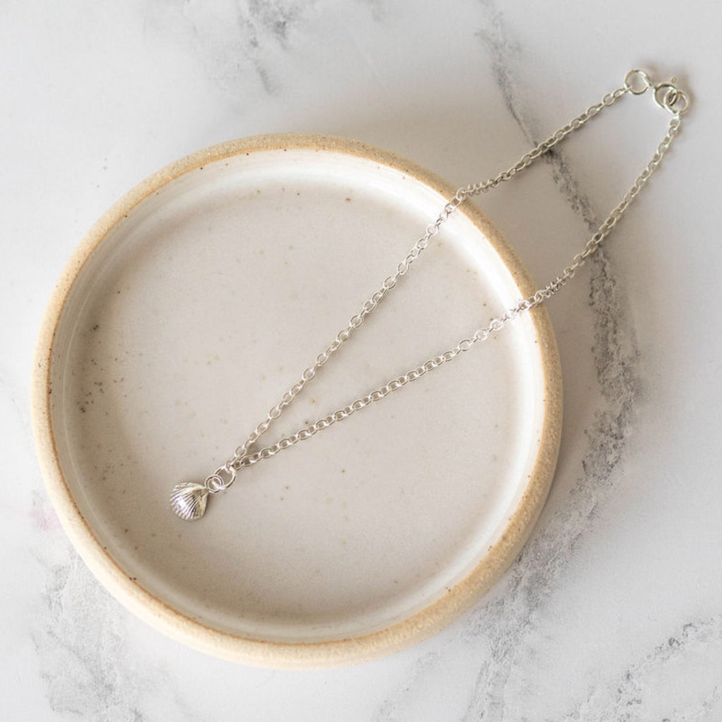 Sterling Silver Charm Anklet Shell